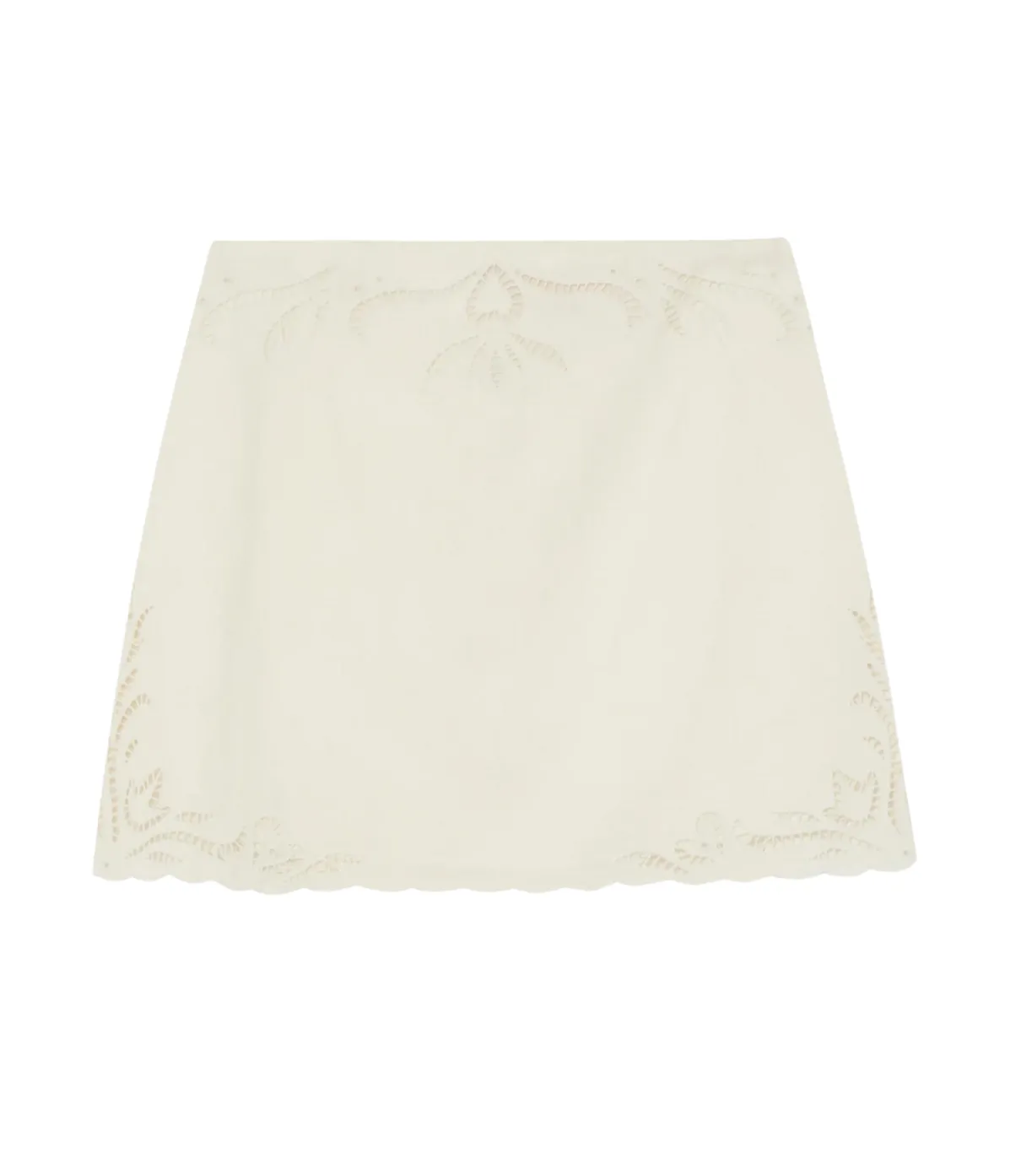Aegle Linen Embroided Skirt In White