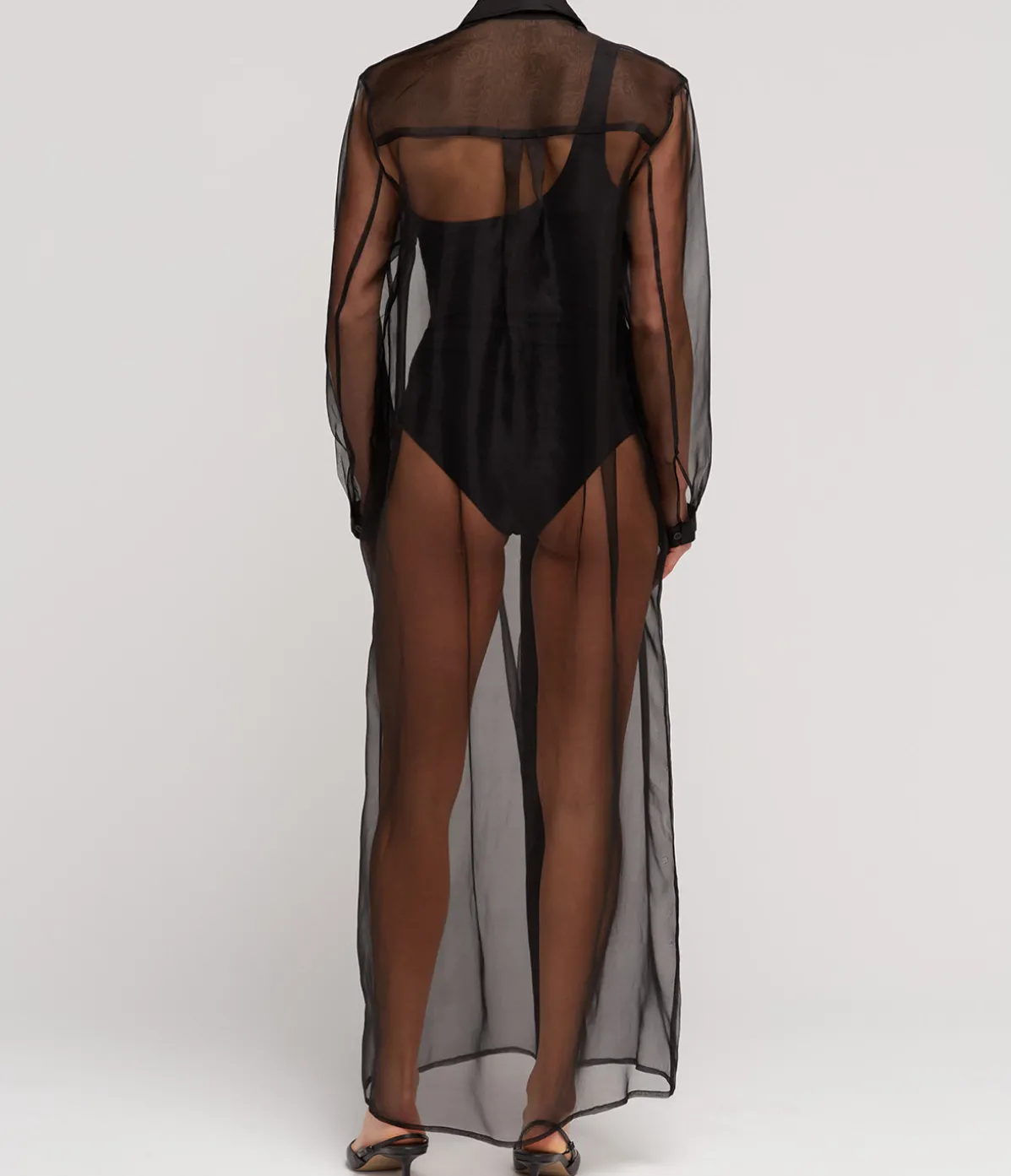 Aire Silk Organza Shirt Dress In Black