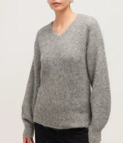 Alexandra V-Neck Knit In Grey Marle