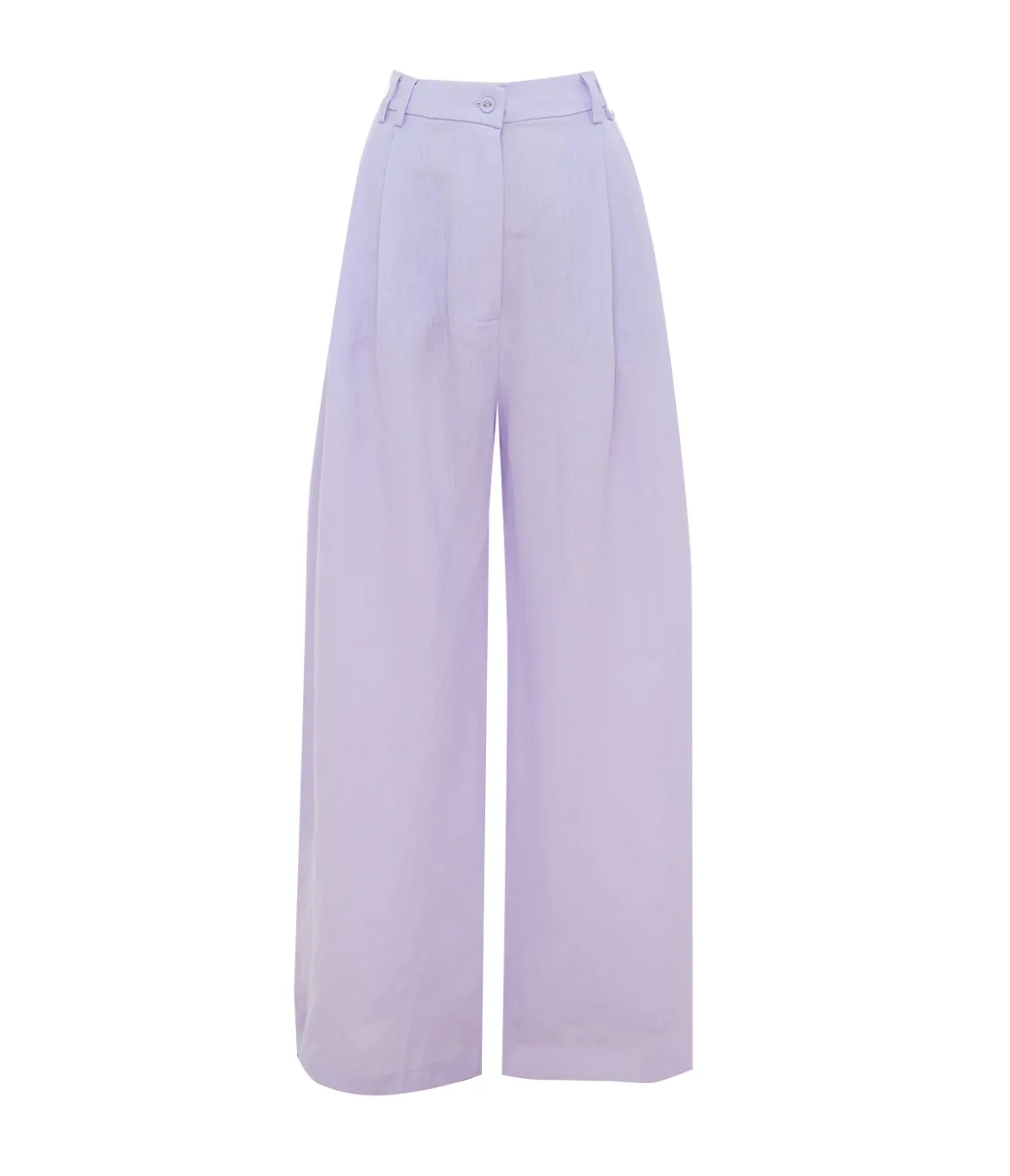 Alma Linen Wide Leg Trousers In Lilac