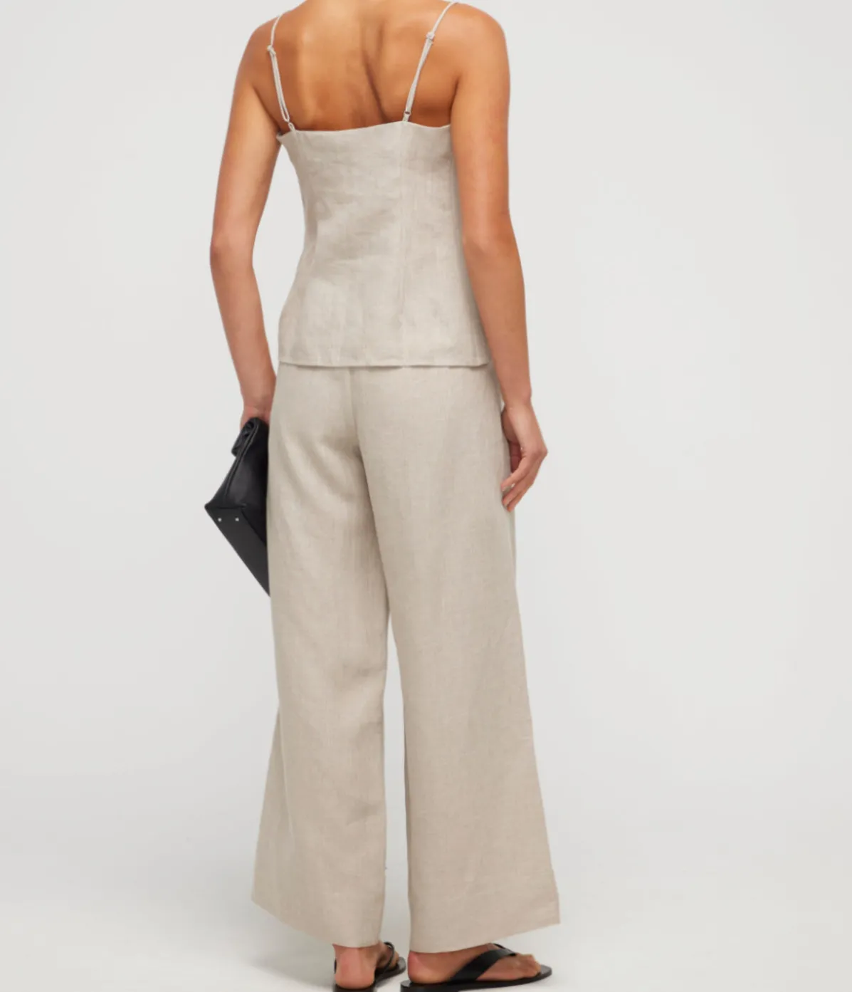 Almendra Linen Tie Top In Flax
