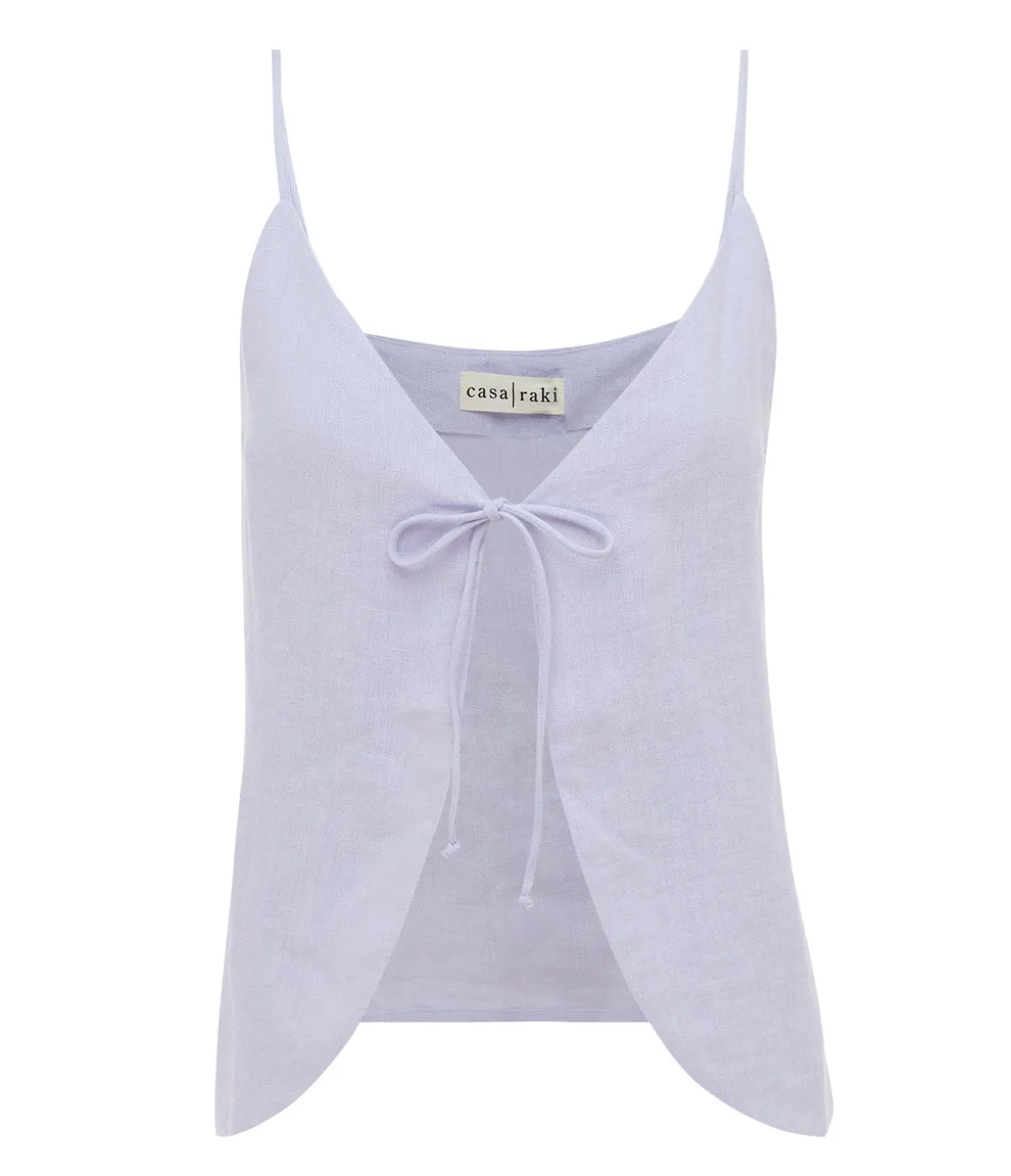 Almendra Linen Tie Top In Lilac