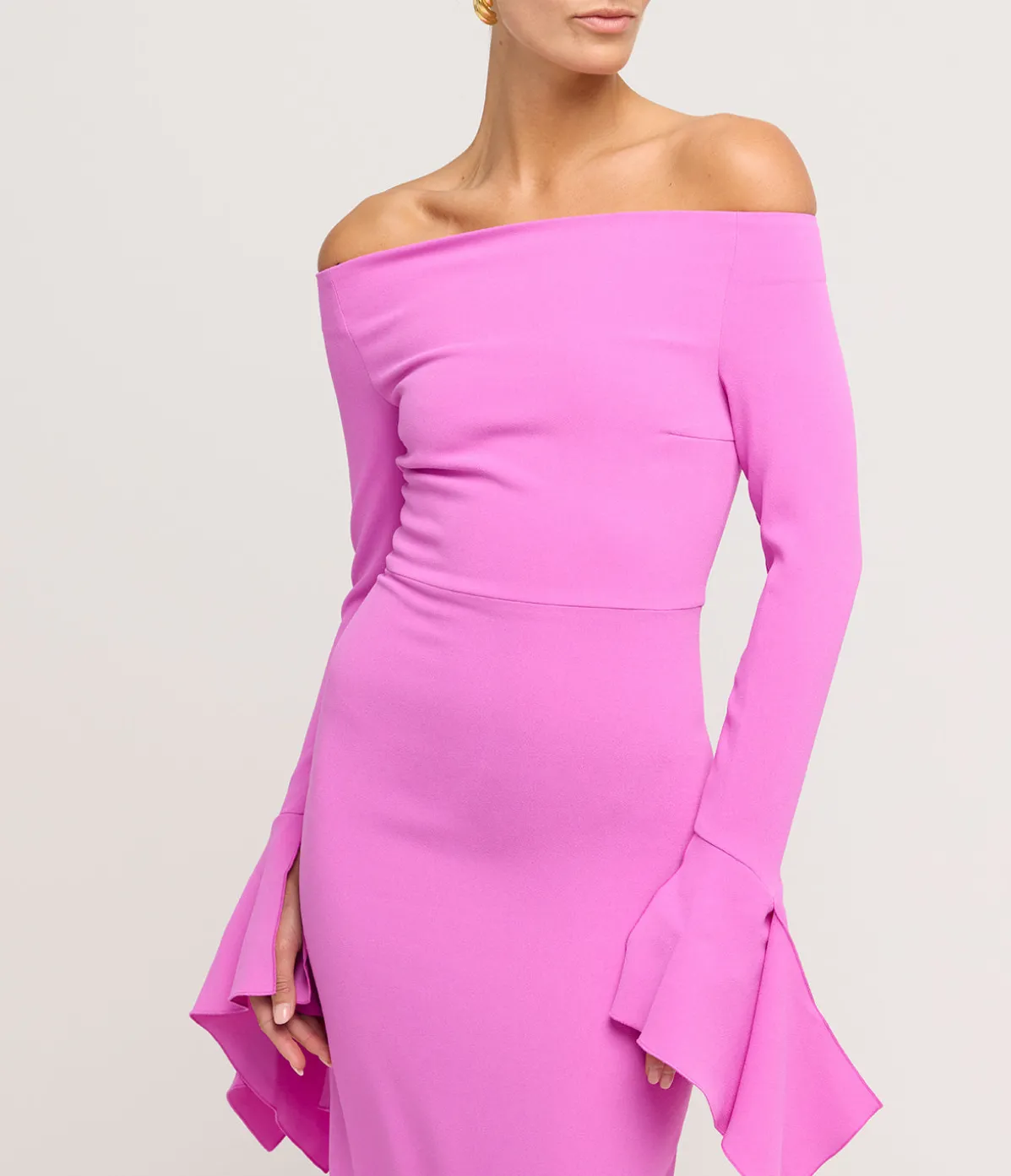 Amalie Long Sleeve Crepe Dress In Pink
