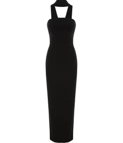 Amari Crepe Knit Strapless Dress In Black