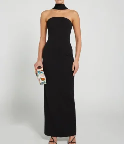 Amari Crepe Knit Strapless Dress In Black