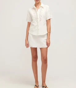 Anystos Linen Embroided Shirt In White