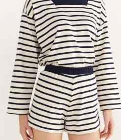 Archie Short In Navy And Cream Stripe