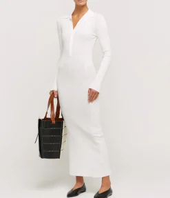Aspen Knit Polo Dress In Crisp White