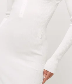 Aspen Knit Polo Dress In Crisp White