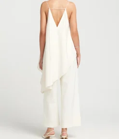 Asymmetric Tie Detail Top In Cream