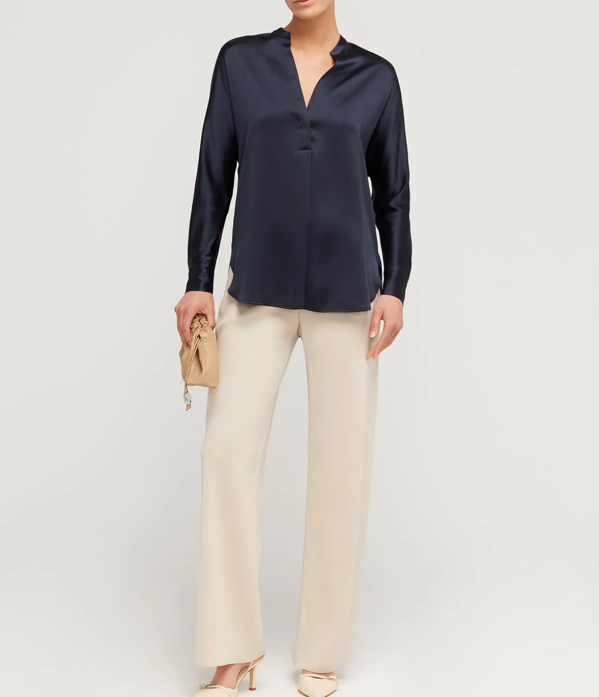 Band Collar Blouse In Coastal