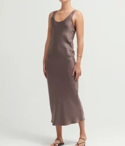 Bar Silk Skirt In Iron