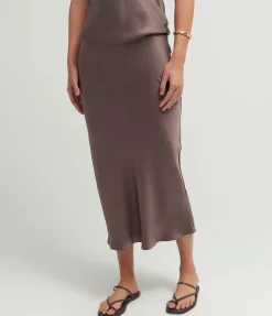 Bar Silk Skirt In Iron