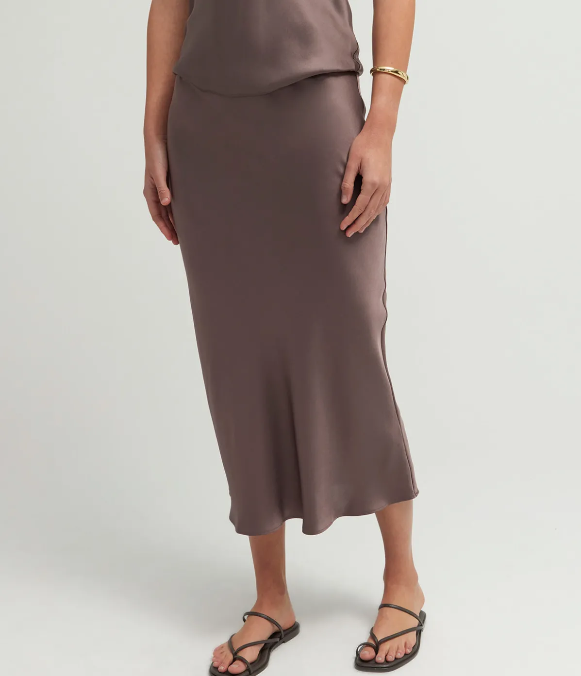 Bar Silk Skirt In Iron