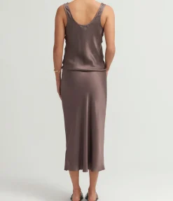 Bar Silk Skirt In Iron