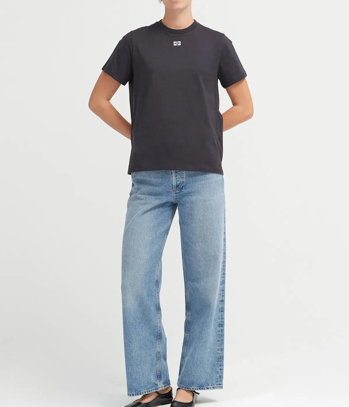 Basic Jersey Rhinestone Relaxed T-shirt In Phantom