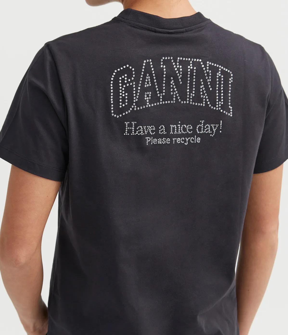 Basic Jersey Rhinestone Relaxed T-shirt In Phantom