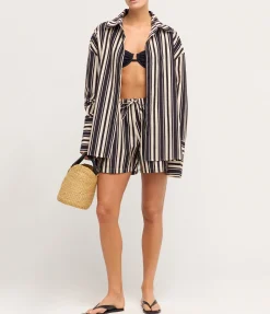 Beau Silk Blend Short In Cinque Stripe
