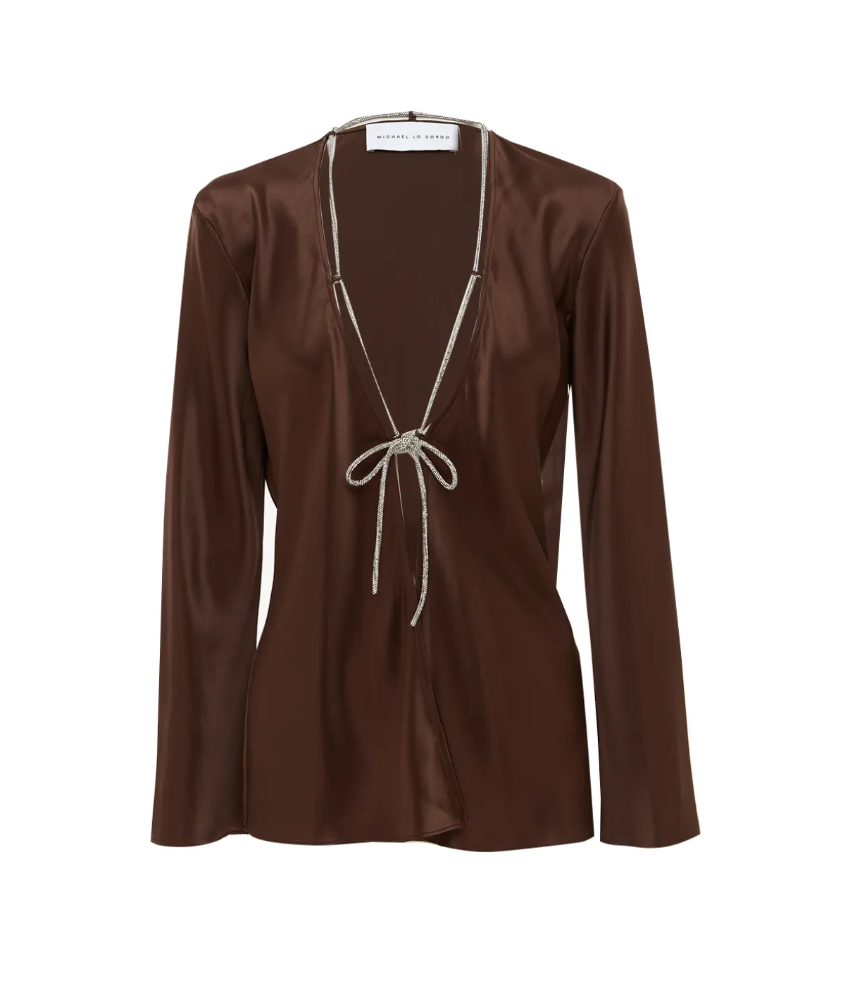 Bias Silk Satin Lounge Shirt In Brown