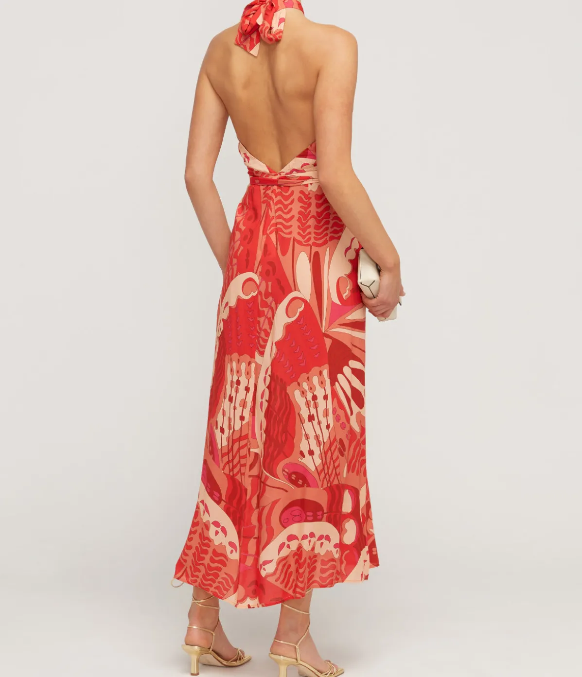 Bluebelle Halterneck Dress In Butterfly Red
