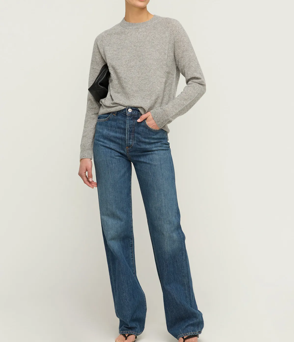 Boston Round Neck Sweater In Grey Melange