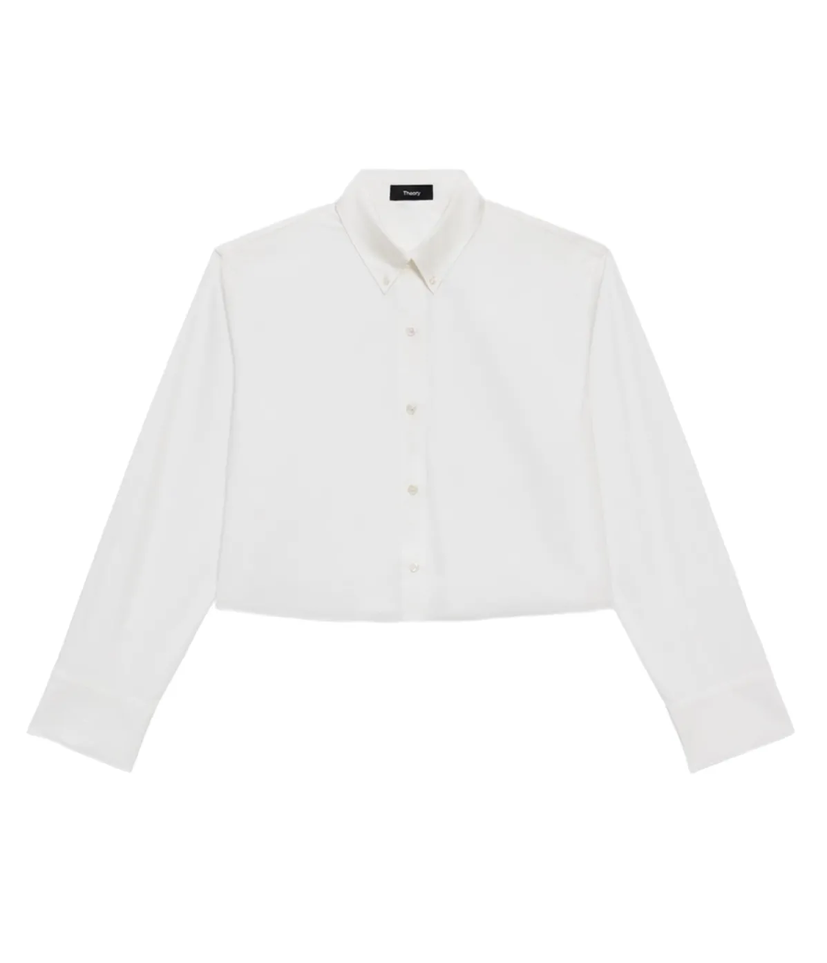 Boxy Cropped Long Sleeve Shirt In White