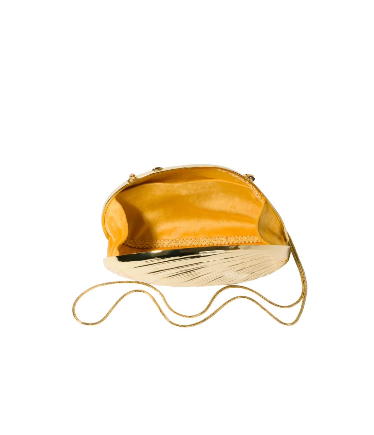 Bridget Metal Oyster Shell Clutch In Gold