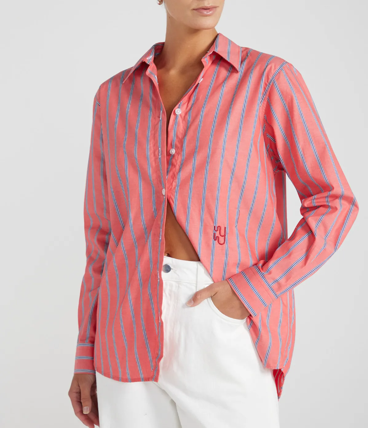 Buoy Shirt In Coral Stripe