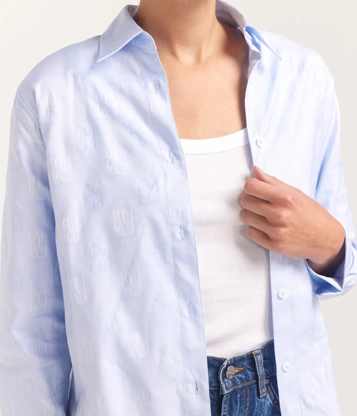 Buoy Shirt In Jacquard Blue