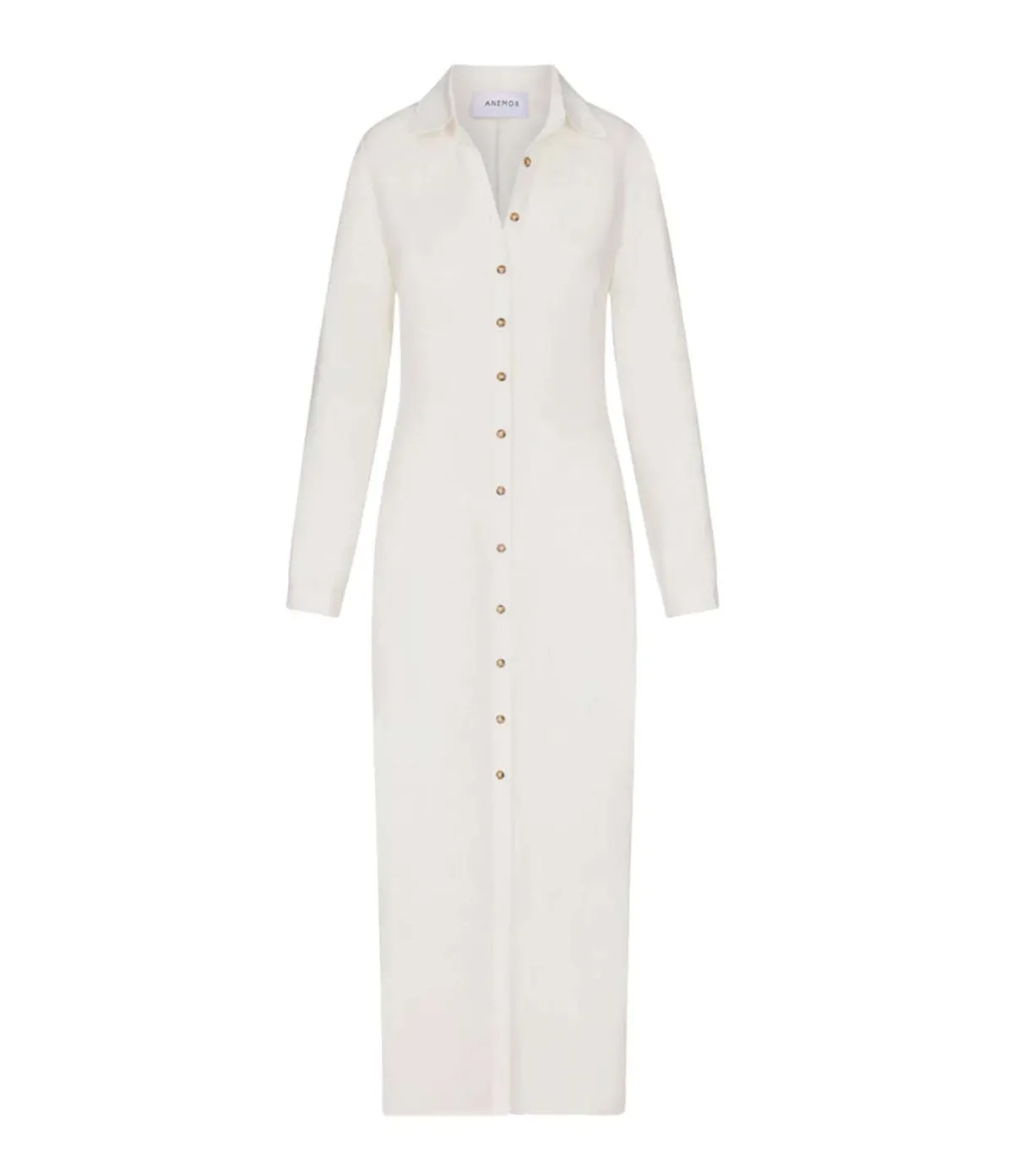 Button Down Cupro Maxi Shirt Dress In White