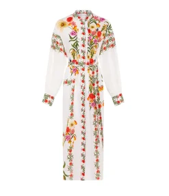 Camilla Linen Oversized Shirt Dress In Vila Floral