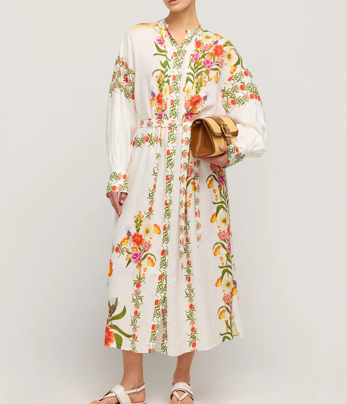 Camilla Linen Oversized Shirt Dress In Vila Floral