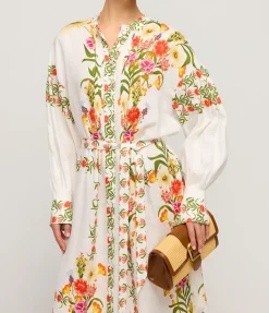 Camilla Linen Oversized Shirt Dress In Vila Floral