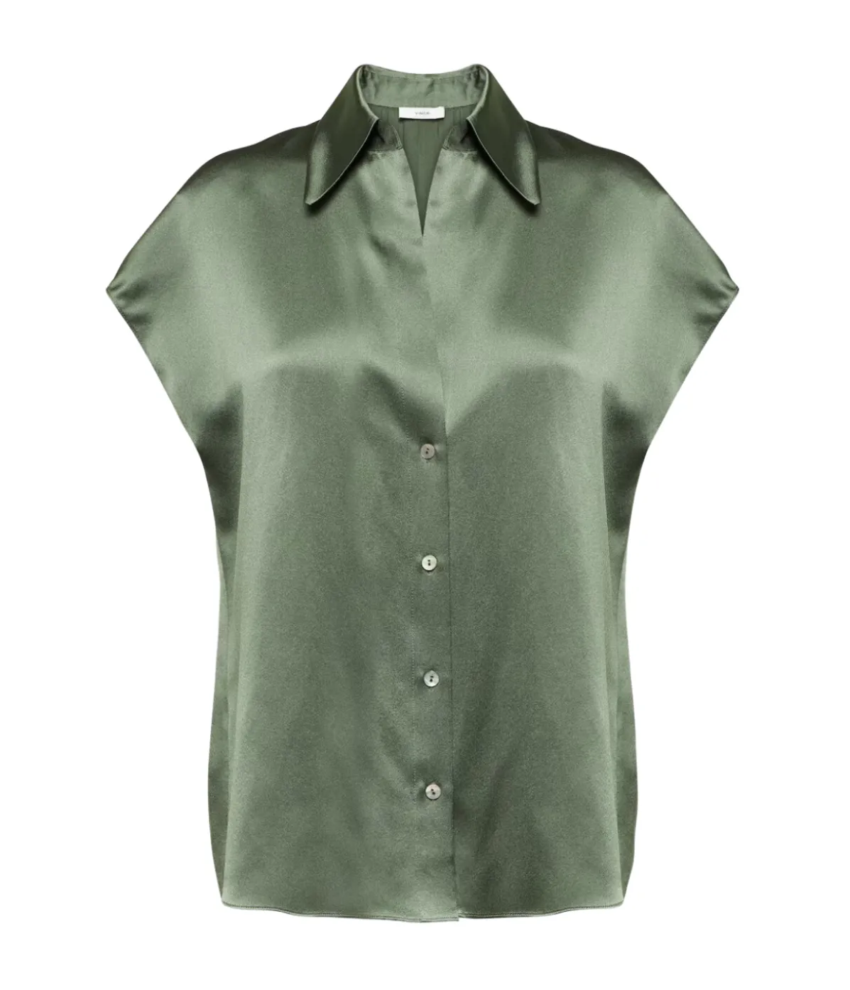 Cap Sleeve Ruched Blouse In Sea Fern