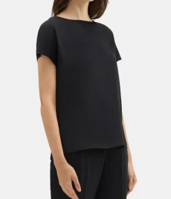 Cap Sleeve Shell Top In Black