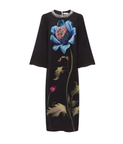 Capucine Crepe Dress In Painterly Flower