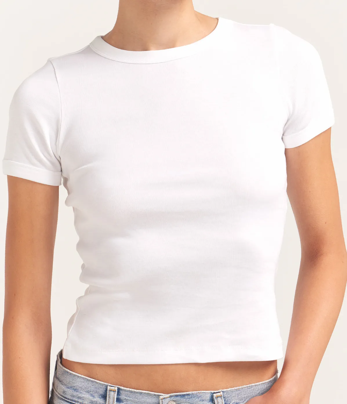 Car Fitted Crew Tee In White