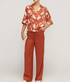 Carrie Silk Pant In Terracotta