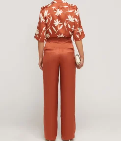 Carrie Silk Pant In Terracotta