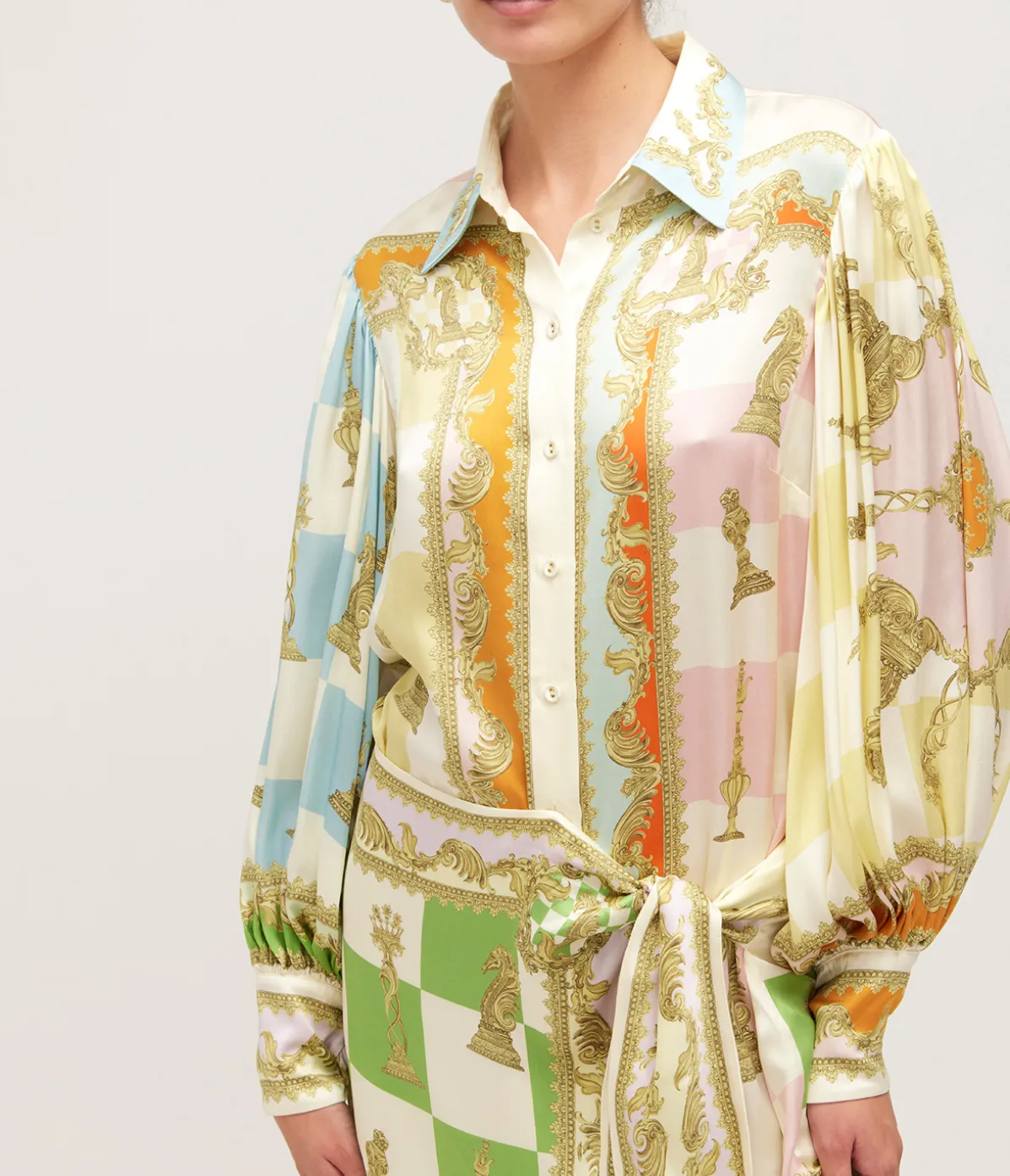 Checkmate Silk Mini Dress In Multi