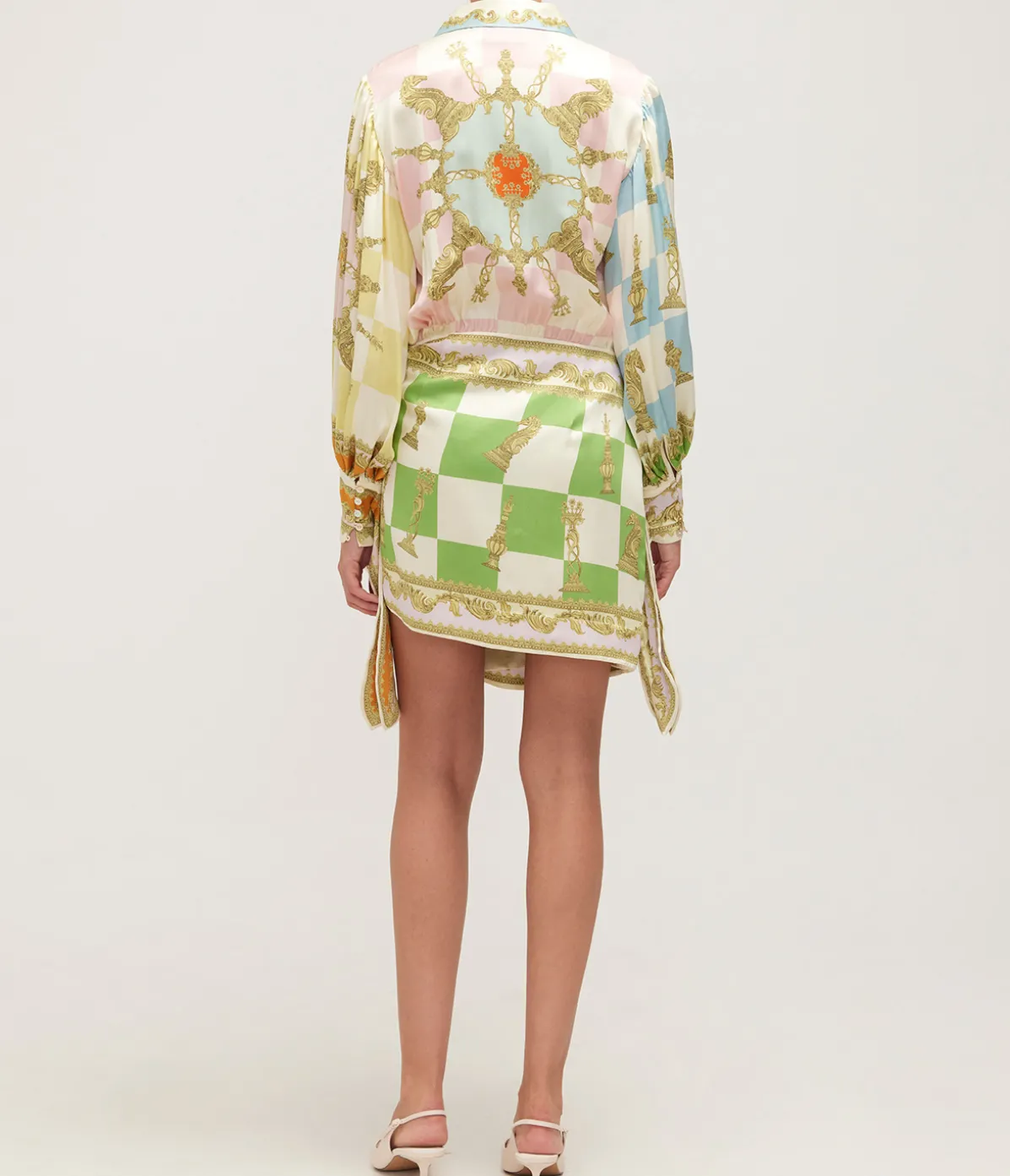 Checkmate Silk Mini Dress In Multi