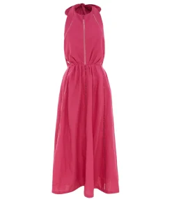 Chloe Linen Midi Dress In Pink