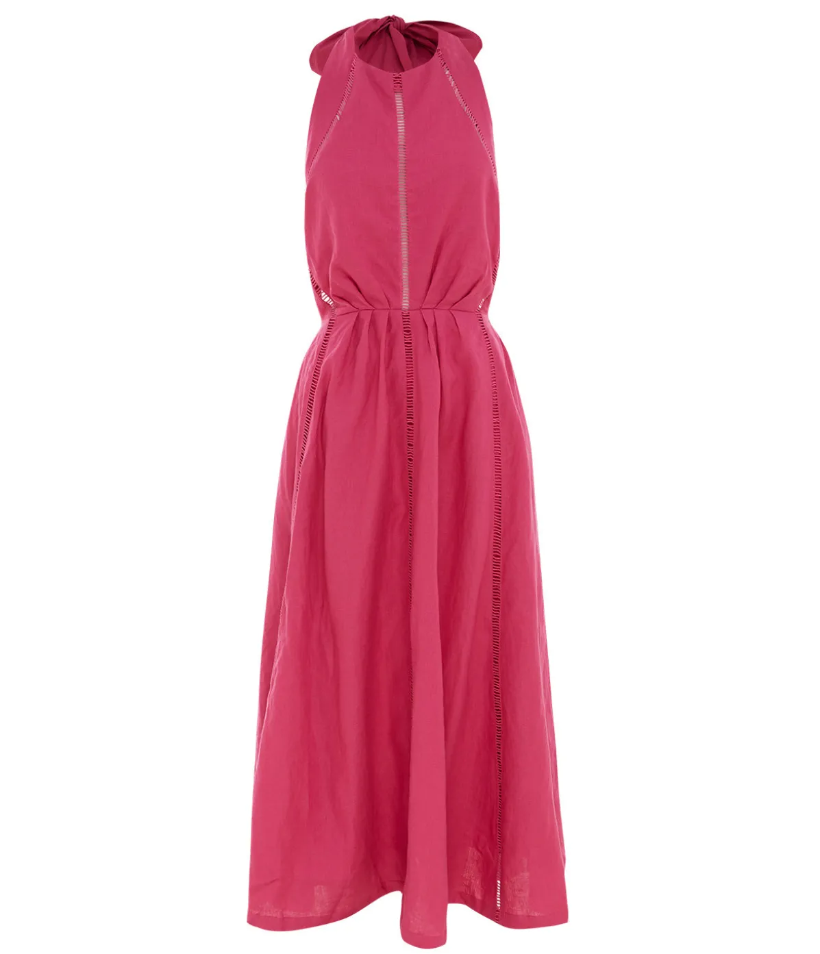 Chloe Linen Midi Dress In Pink