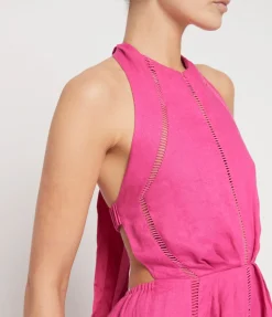 Chloe Linen Midi Dress In Pink