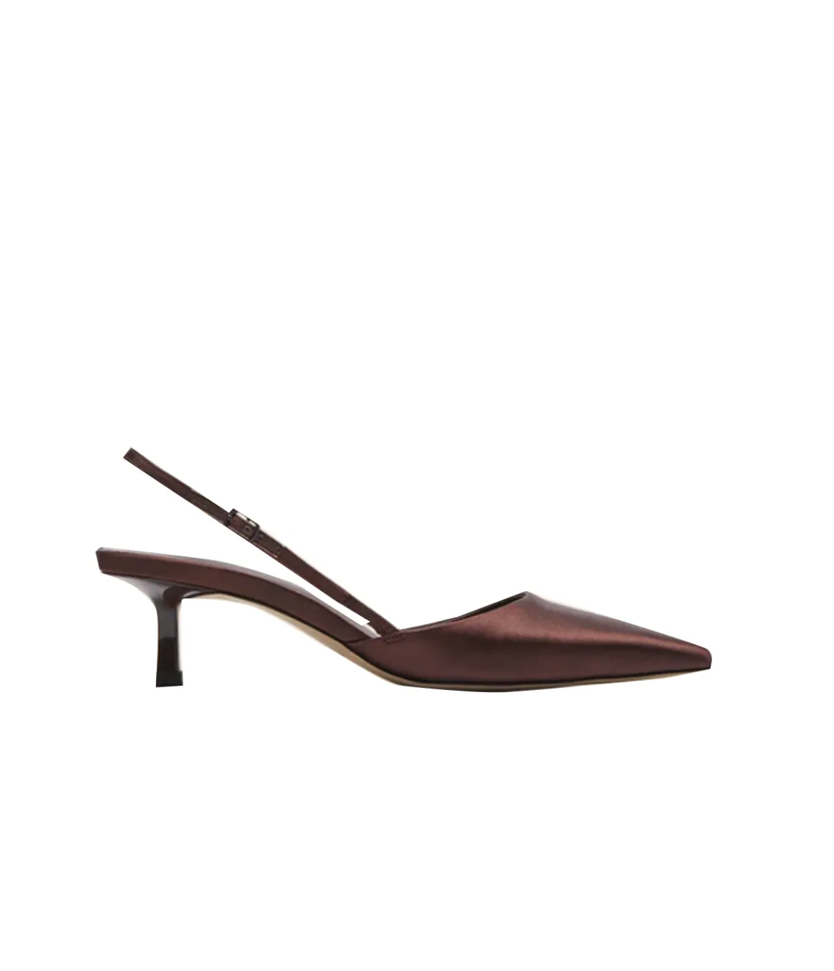 Clara Point Heel In Chocolate Satin
