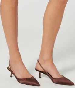 Clara Point Heel In Chocolate Satin