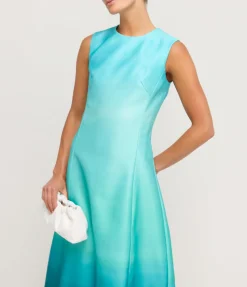 Cleo Sleeveless Midi Dress In Ombre Aqua