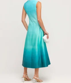 Cleo Sleeveless Midi Dress In Ombre Aqua