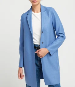 Cocoon Coat In Denim Blue