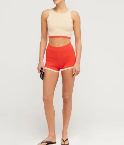 Contrast Knit Top In Sand